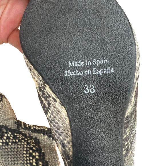 Shellys Snake Print Leather Clogs US 7.5 Chunky Block Heel Mob Wife 70s Vibe SEE - Picture 9 of 14